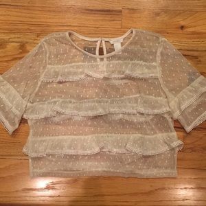 Cream mesh crop top